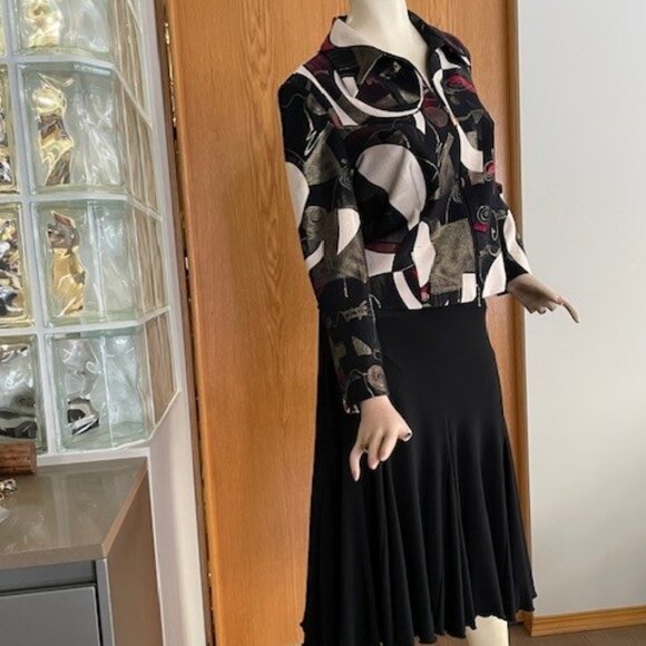 JOSEPH RIBKOFF JACKET & SKIRT Jacket with Gold Thread, Flared Hem Midi Skirt #10 - Picture 4 of 16